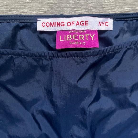 NEW Coming of Age NYC Liberty Fabric Navy Blue Sleeveless Tank Rose Trim Size L - Picture 4 of 8